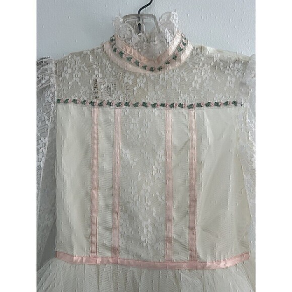 Vintage Jessica McClintock Lace Flower Girl Wedding First Communion Dress Size 8 - Picture 2 of 9